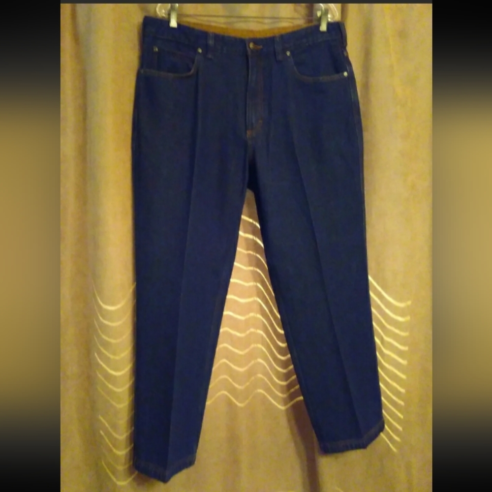 Mens 37 X 30(As Tagged) DULUTH Triple Stitched, Reinforced, Dark Wash Blue Jeans
